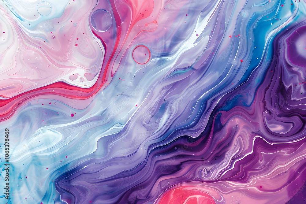 Fototapeta premium Abstract purple and pink liquid marble background with fluid art. Artistic painting of swirling, dreamy colors in an iridescent color palette