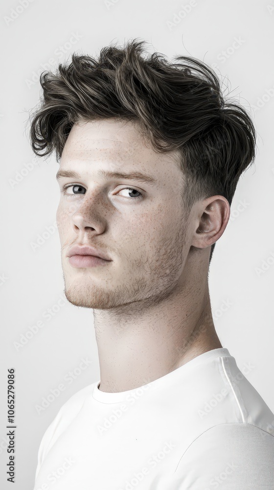 Fototapeta premium A man with a shaved head and a beard