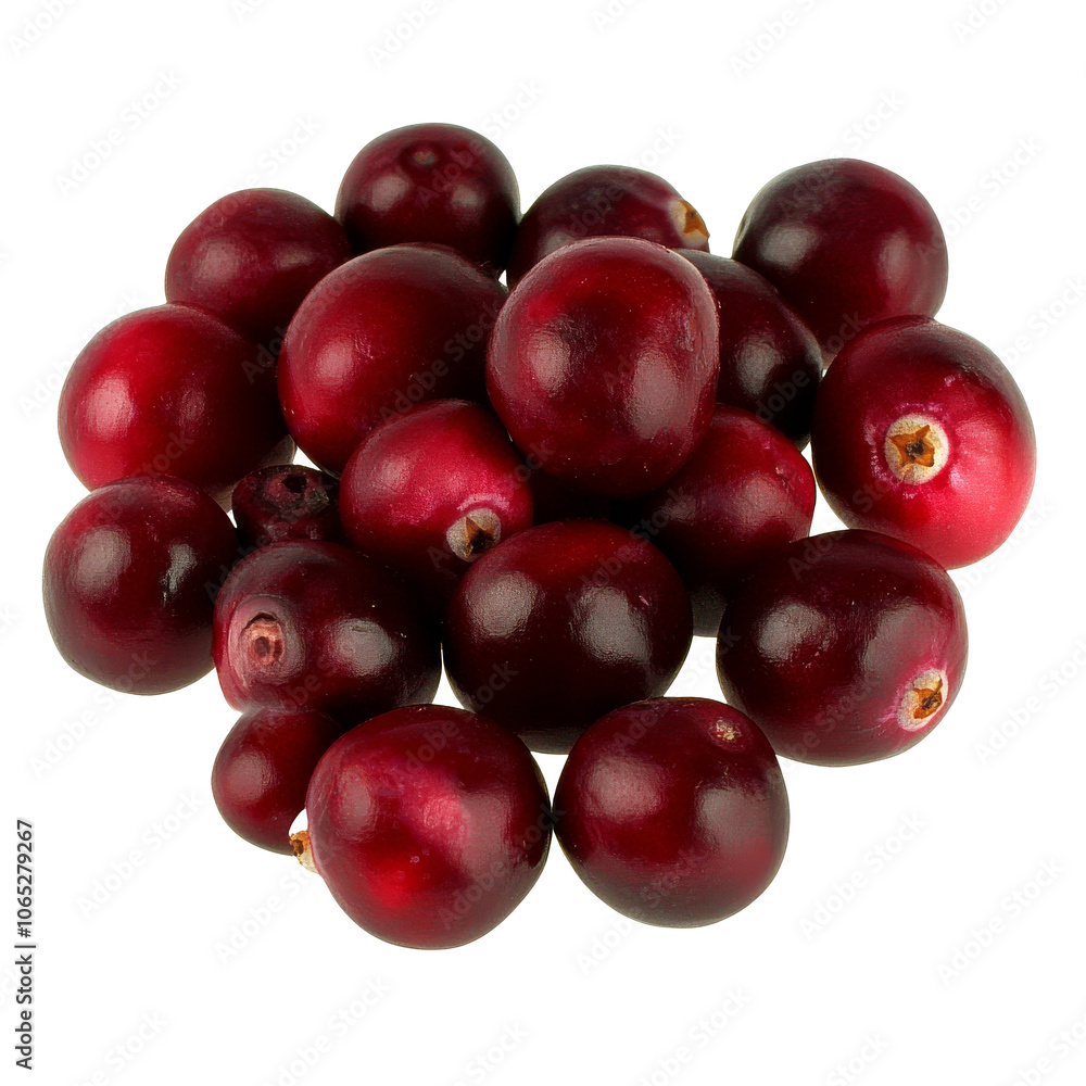 Fototapeta premium Fresh cranberries gathered in a rustic setting isolated transparent
