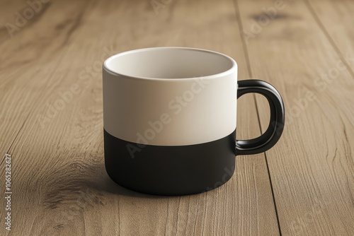 A stylish coffee cup set on a timber tabletop, ideal for showcasing items or enhancing visual marketing photography photo