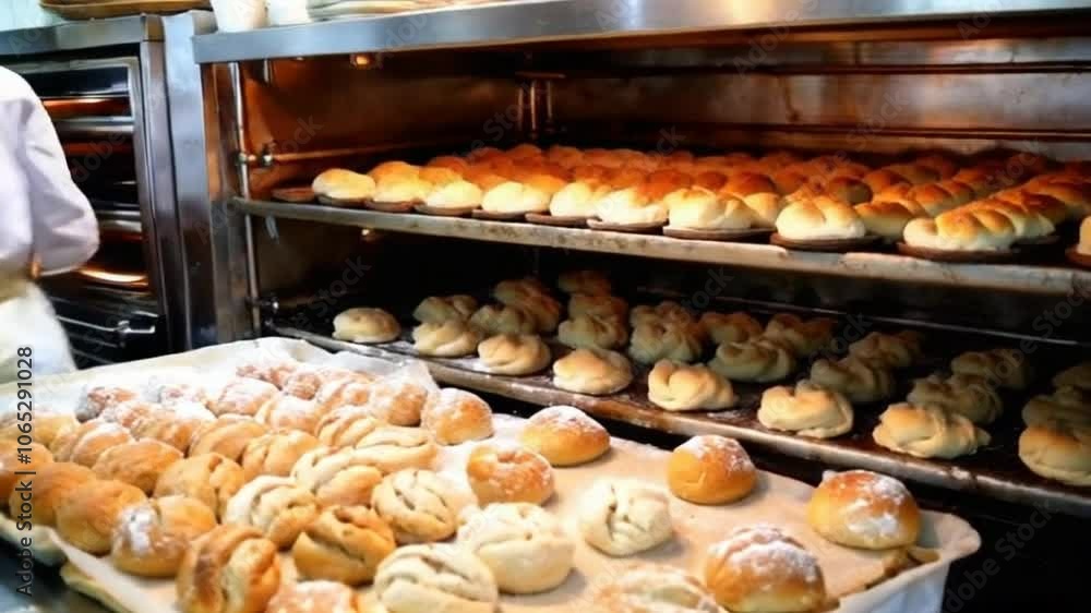 4K Video of a Busy Bakery Kitchen in Full Swing with Chefs and Baking Equipment 4K Video of a Busy Bakery Kitchen in Full Swing with Chefs and Baking Equipment