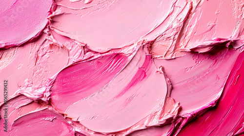 Thick layers of pink paint create an abstract composition with smooth curves and blended hues, showcasing artistic expression and texture in soft lighting photo