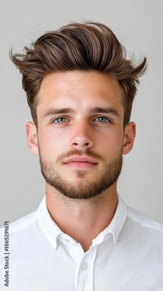 Fototapeta premium A man with a shaved head and a beard