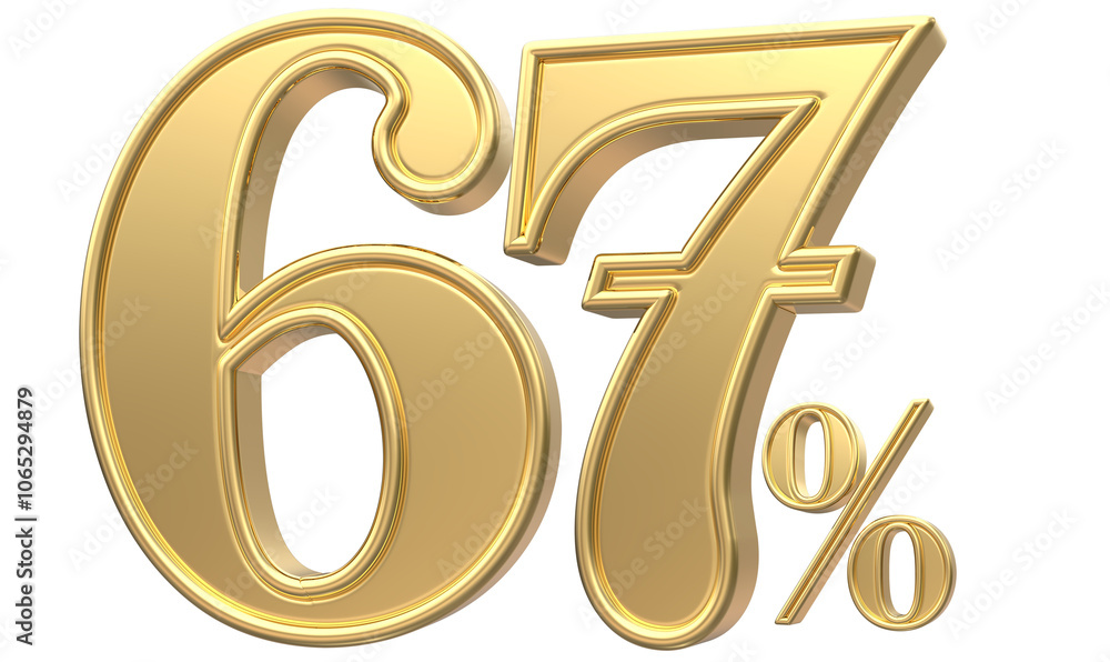 Obraz premium 67 Number Percent Gold 3D Render