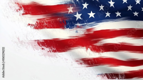 Abstract American Flag with Brush Stroke Effect
