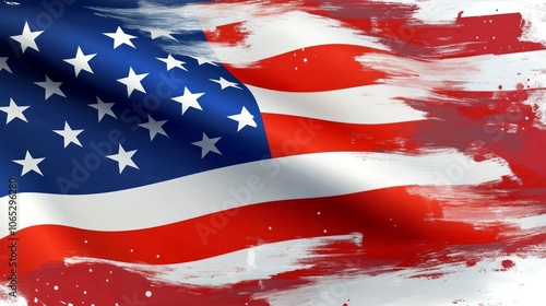 American Flag Abstract Art with Brush Stroke Effects