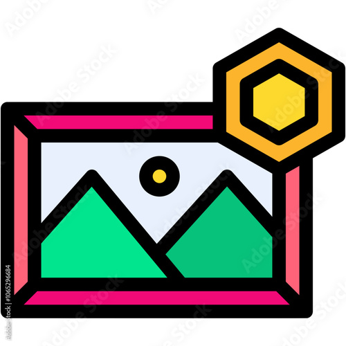 Vector Icon Painting, Crypto, Frame, Digital Art, NFT, Landscape