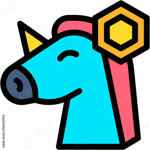 Vector Icon Unicorn, Digital Currency, Art, Block chain, Non Fungible Token, Digital Currency