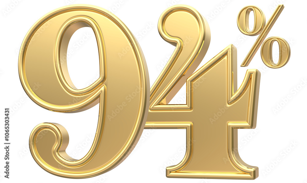 Obraz premium 94 Number Percent Gold 3D Render