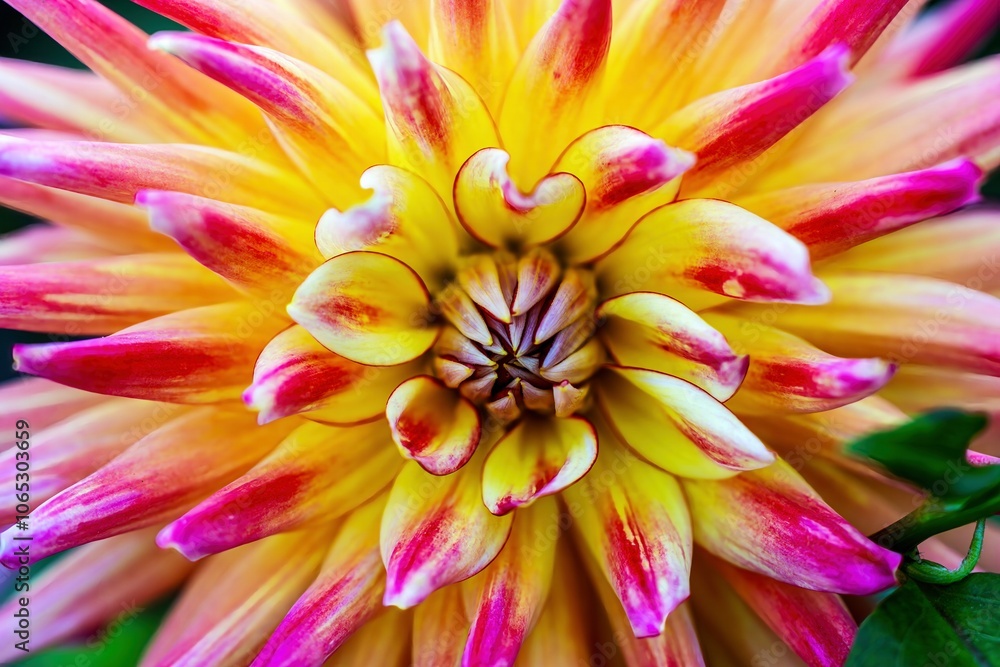 great macro shot of a yellow and white dahlia flower