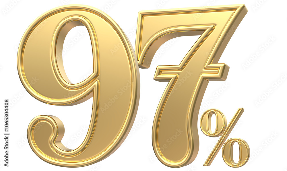 Obraz premium 97 Number Percent Gold 3D Render