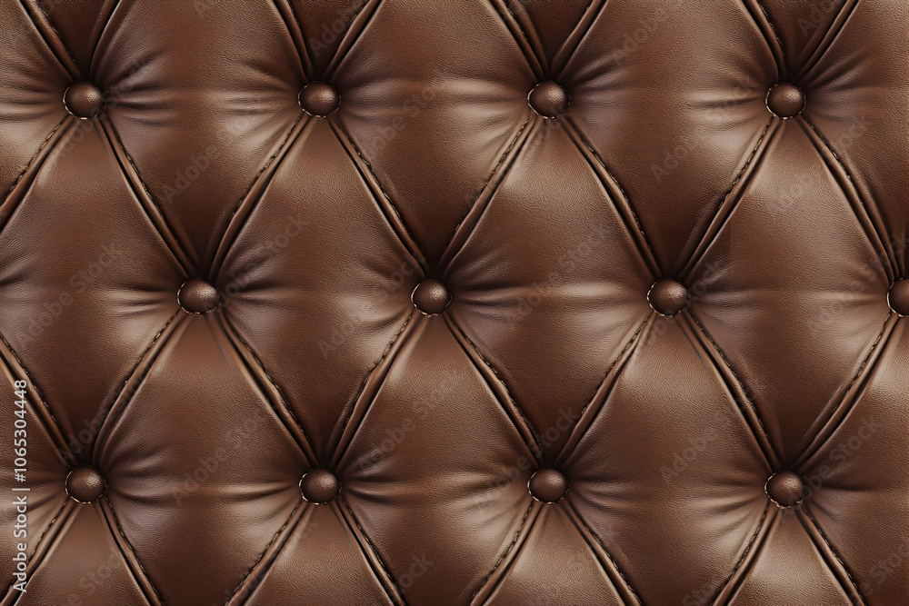 Fototapeta premium Close-up of a tufted brown leather surface with buttons.