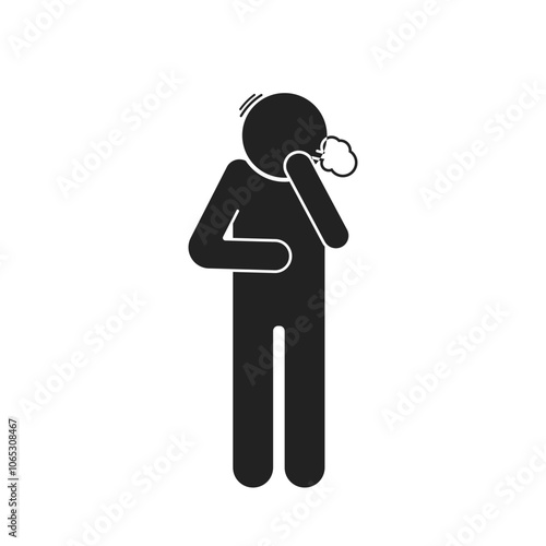 Isolated pictogram sign Flu, coughing, sneze, fever, influenza, sore throat for health icon
