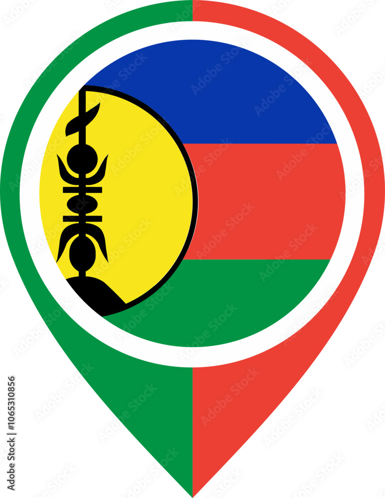 Fototapeta premium Map Icon Inside New Caledonia Flag