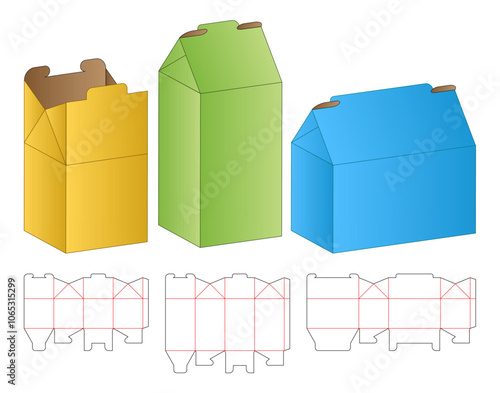 Box packaging die cut template design. 3d mock-up