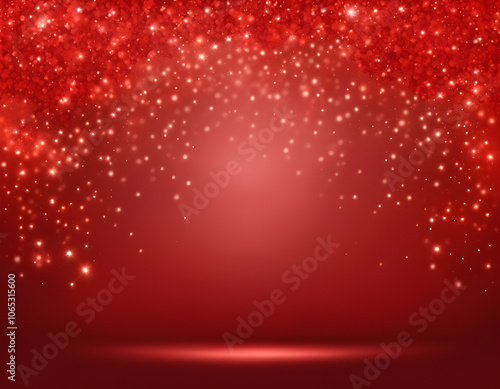 Realistic vector red background. Shiny red horizontal backdrop Glittering backround.