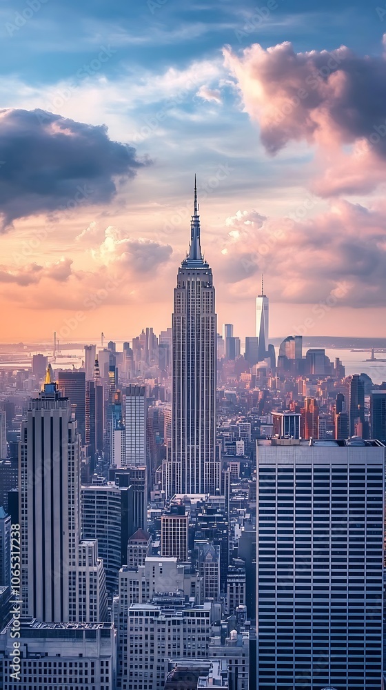 Obraz premium Creative Design of New York Skyline with Iconic Structures
