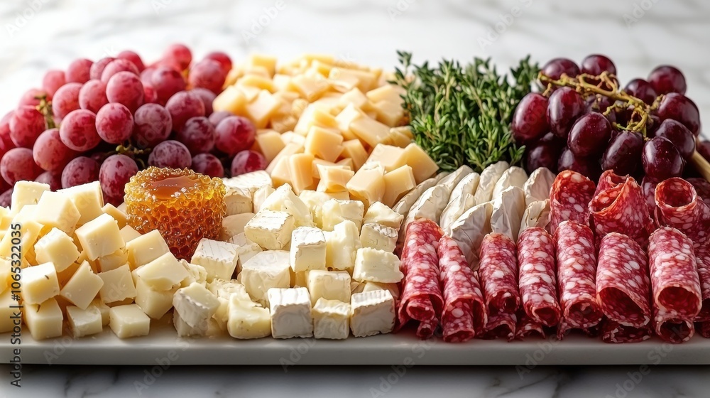 Assorted Cheese and Grape Delicacies on a Cheeseboard Assorted Cheese and Grape Delicacies on a Cheeseboard