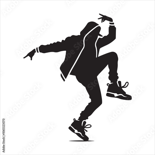 Footwork dance silhouette. Hip hop, break dance, juzz funk, rap, freestyle silhouette vector icon