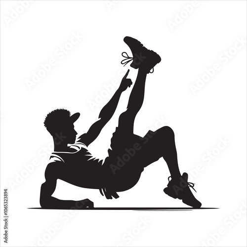 Footwork dance silhouette. Hip hop, break dance, juzz funk, rap, freestyle silhouette vector icon