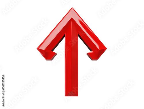 Bright red upward arrow symbolizing progress and direction, transparent