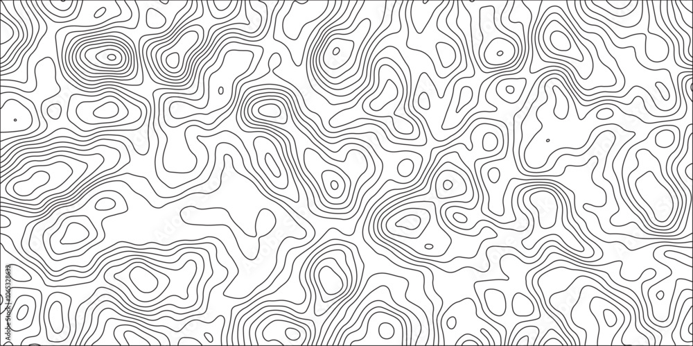 Fototapeta premium Layered Topographic Contour Vector Design: Organic Waves and Geometric Lines Form a Minimalist Background with a Subtle, Geographic Feel. Monochrome Topographic Vector Pattern: Seamless Contour Lines.