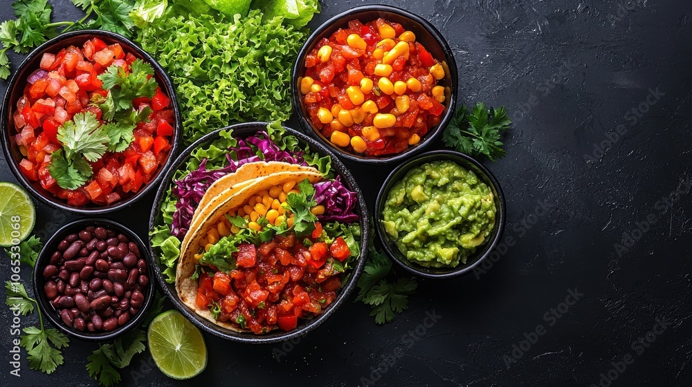 Colorful Taco Platter with Fresh Fillings and Sides Colorful Taco Platter with Fresh Fillings and Sides