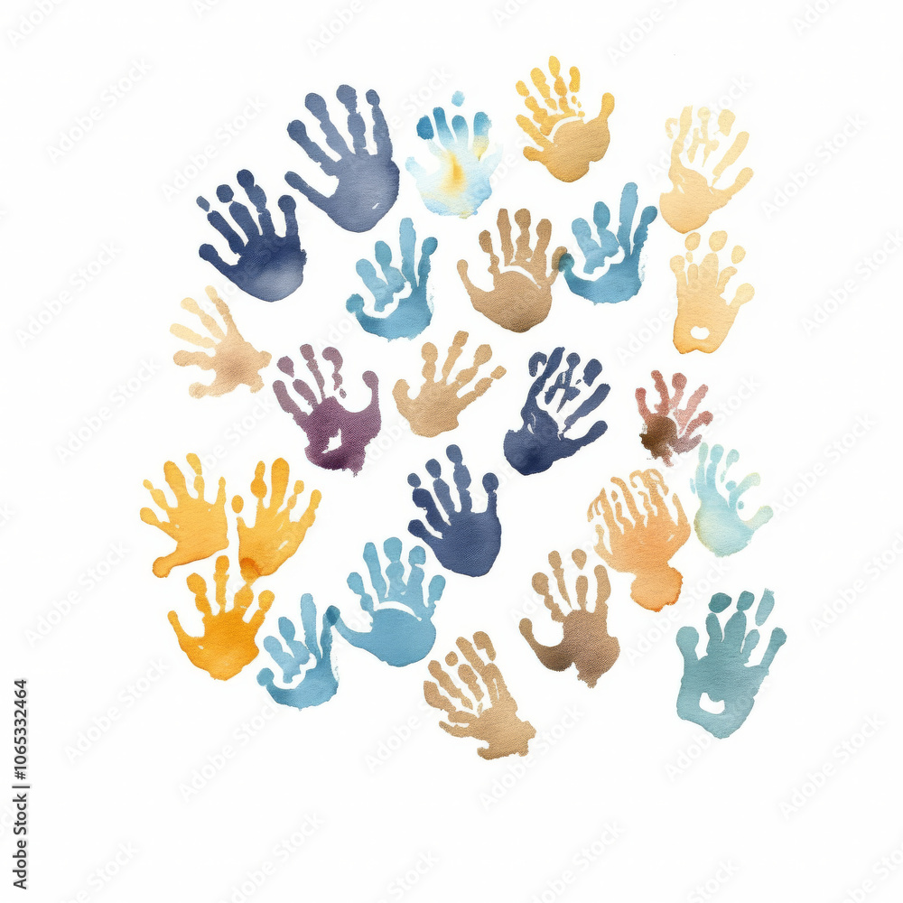 Fototapeta premium Colorful Handprints on White Background