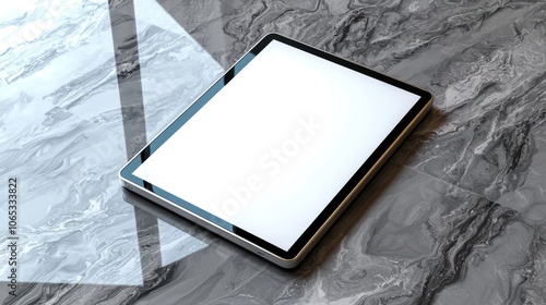Realistic 3D Render of a Tablet on Marble Surface