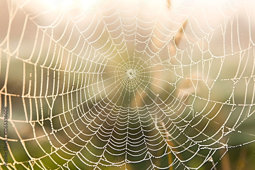 Fototapeta premium spider web with dew drops
