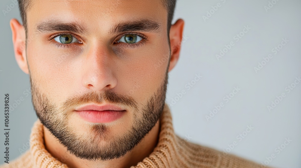 Obraz premium Confident Man with Engaging Eyes and Neat Appearance
