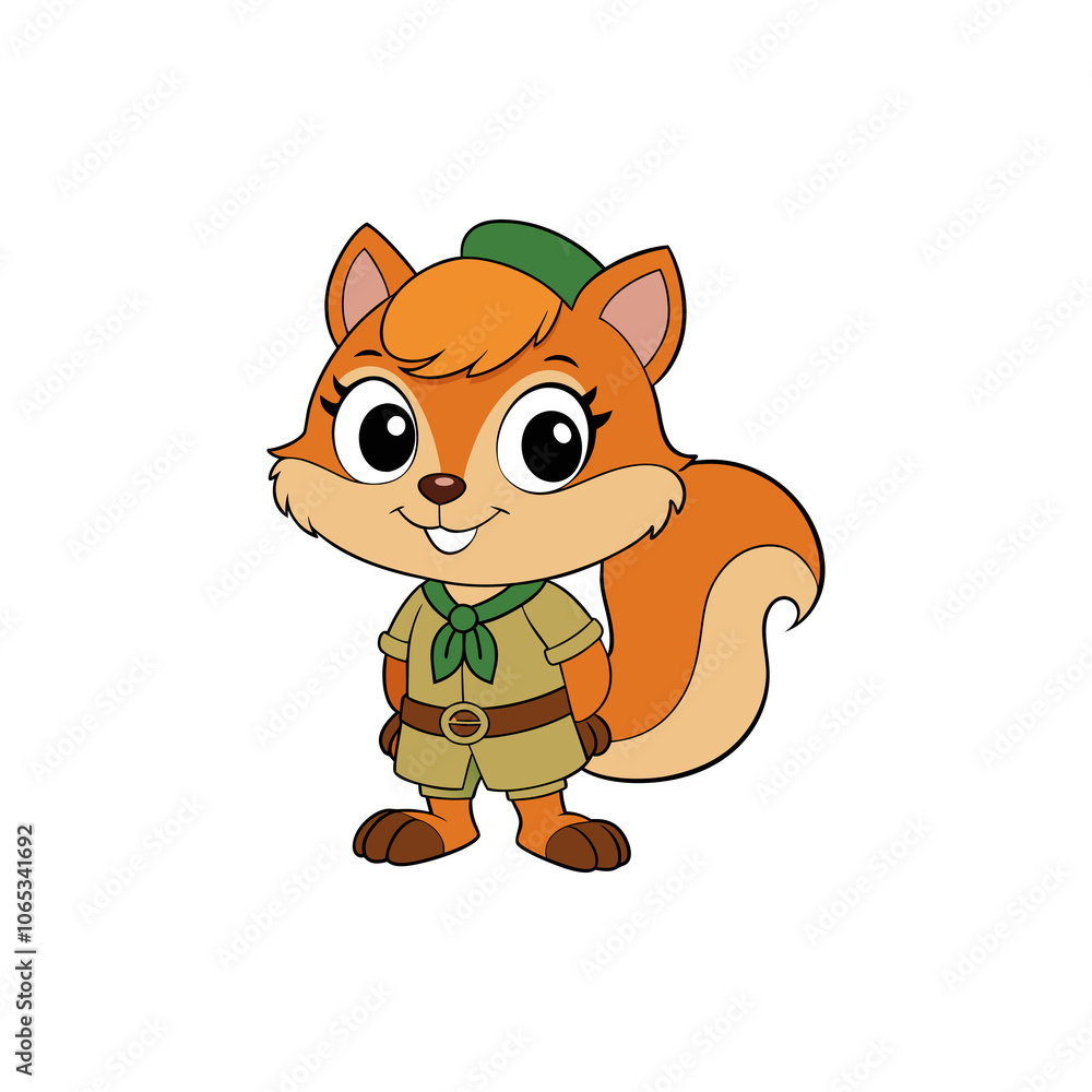 Fototapeta premium squirrel in cartoon style on white background 