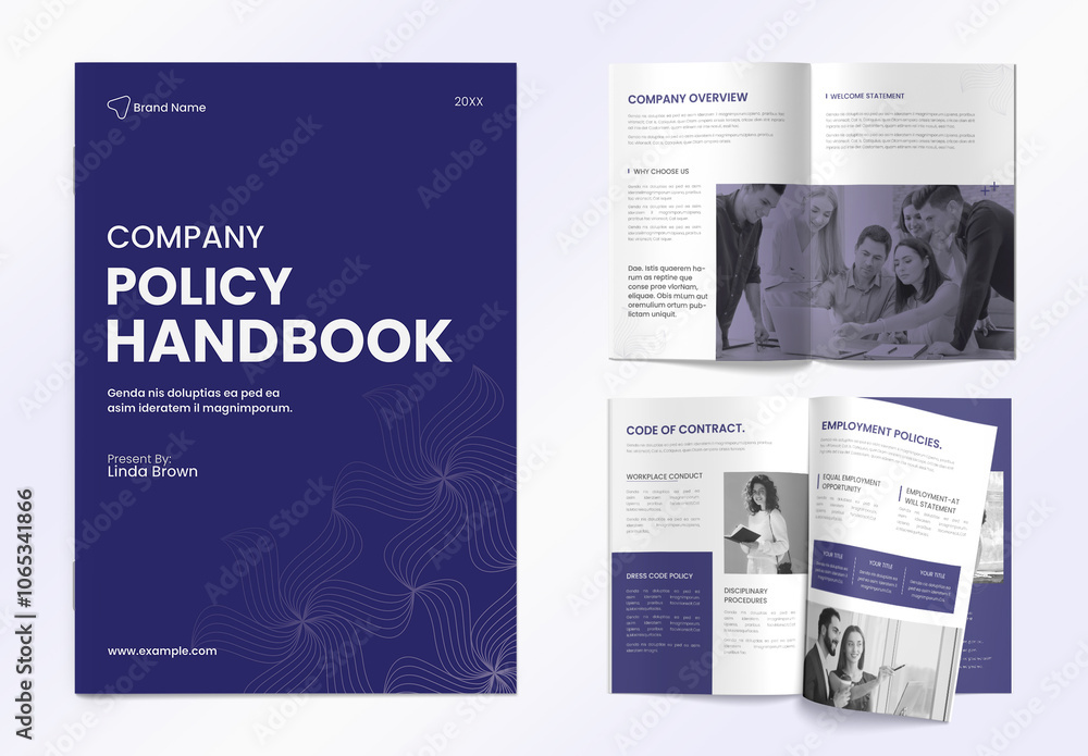 Company Policy Handbook Brochure Layout Stock Template | Adobe Stock