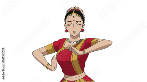 Traditional Indian Dancer in Vibrant Costume Performing Graceful Moves