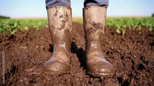 Muddy Boots in a Soft Natural Field photo