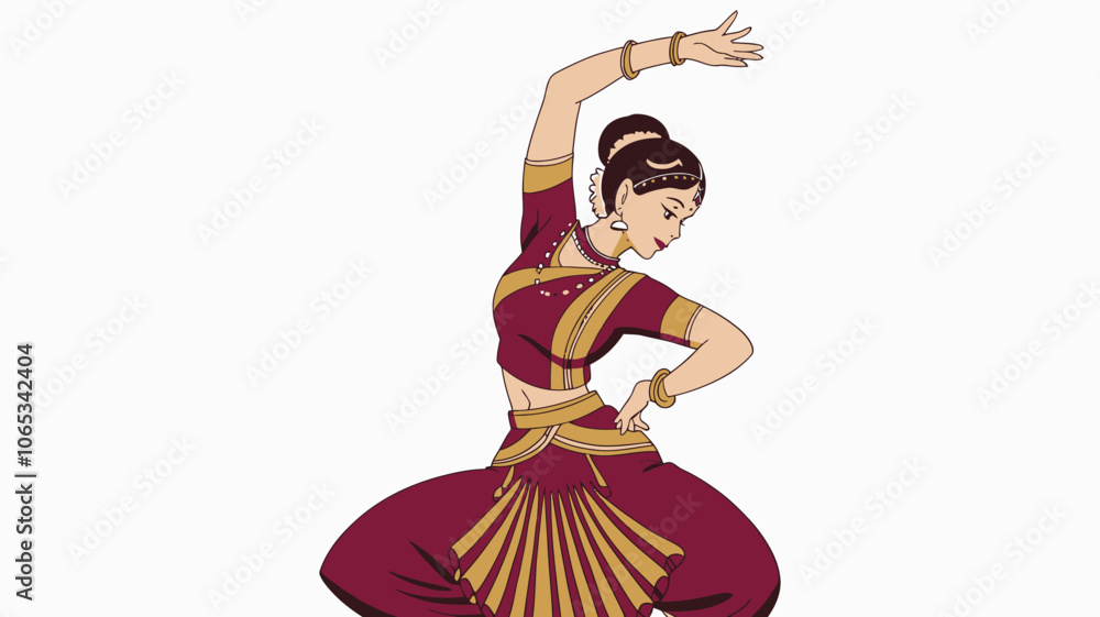 Fototapeta premium Traditional Indian Dancer in Vibrant Costume Performing Graceful Moves