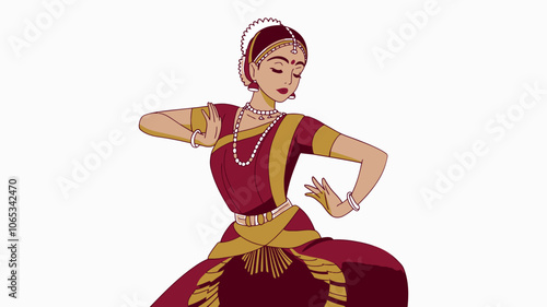 Traditional Indian Dancer in Vibrant Costume Performing Graceful Moves