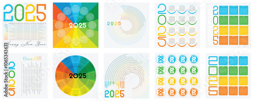 Φωτογραφία A collection of 2025 calendars with unique and diverse styles