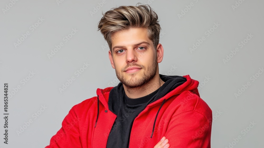 Young Man Posing Confidently in Casual Outfit Young Man Posing Confidently in Casual Outfit
