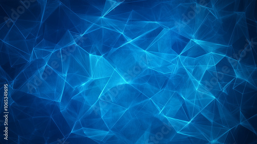 Abstract Digital Background with Interconnected Blue Polygonal Shapes and Glowing Lines