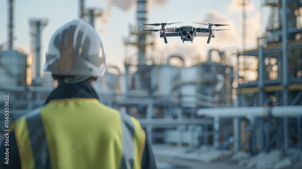 Engineer using drones for geospatial mapping in construction site ...
