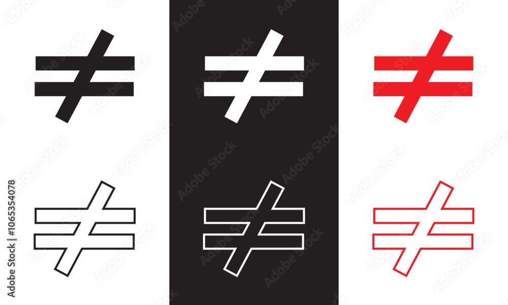 Obraz premium Inequality sign symbol icon . isolated on white and black background. Vector illustration. EPS 10 