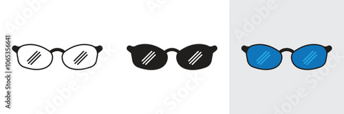 Minimal icon of fashionable glasses. Vector illustration of wear, eye, eyeglasses, accessory, eyesight, optical, lens,web icon and entertainment.