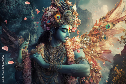 Majestic Hindu god Vishnu