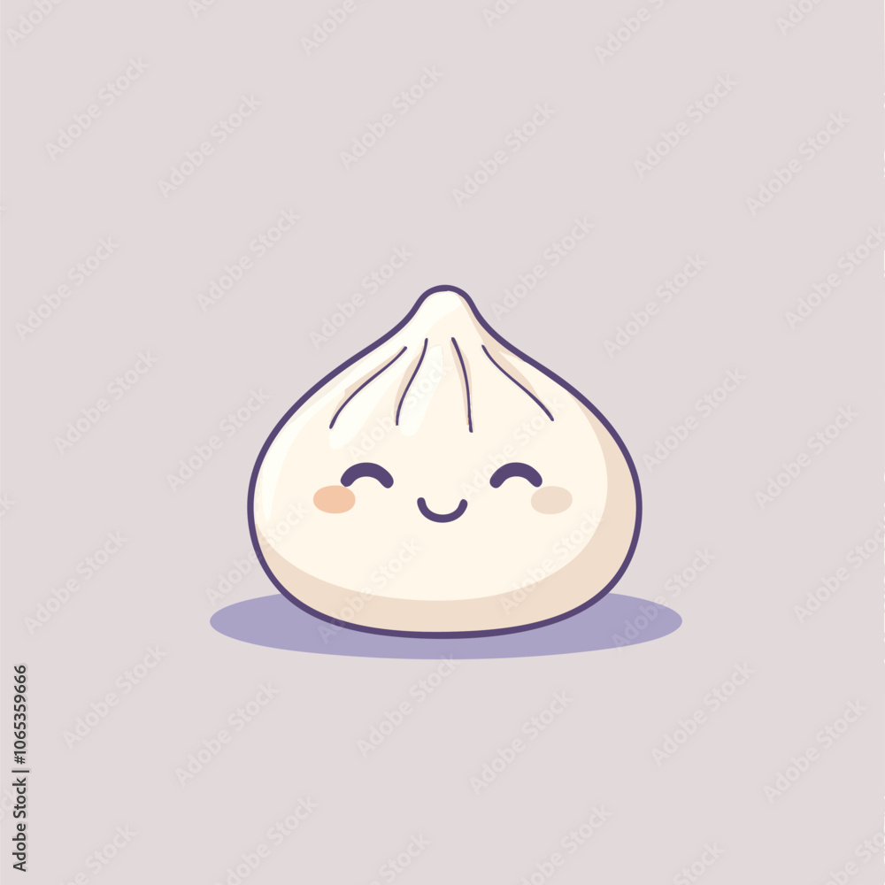 a minimalist illustration of an adorable asian steamed dumpling