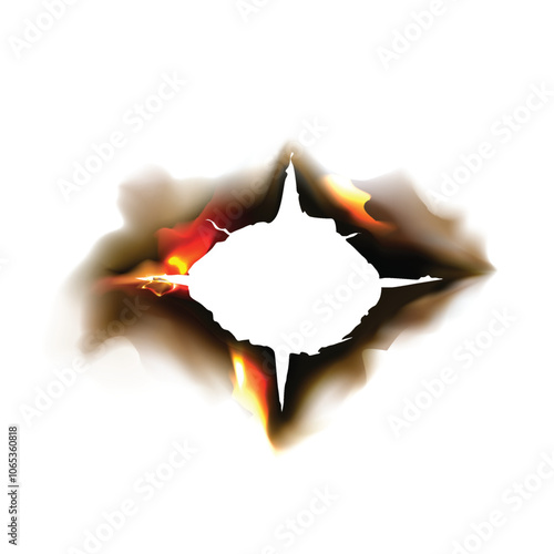 Realistic burnt paper matches icon vector art