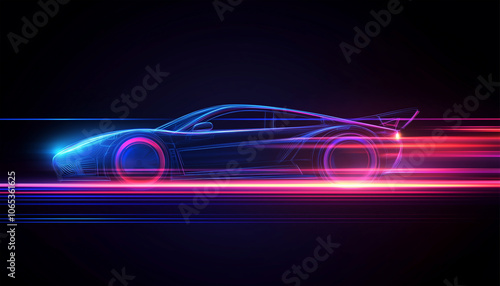 neon sports car motion background