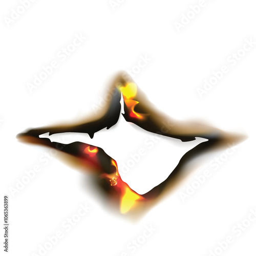 Realistic burnt paper matches icon vector art