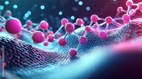 Colorful molecular structure with vibrant gradients, representing scientific exploration and discovery.