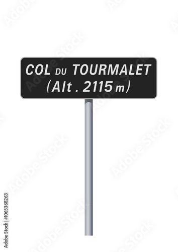 Panneau du Col du Tourmalet (Hautes-Pyrénées) en vectoriel